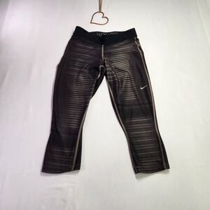 ⭐️Nike Dri FIT Flash Reflective Running Leggings Black Striped Workout Crop Sm